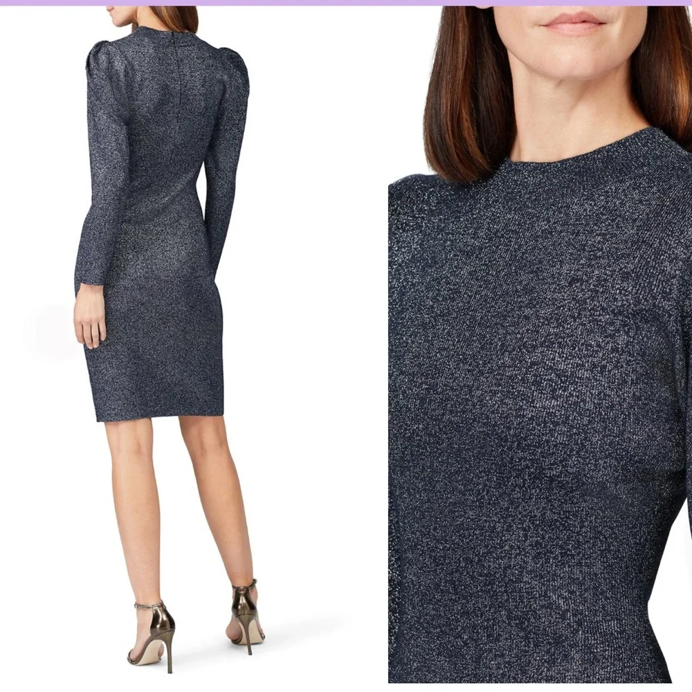 Sachin & Babi Amelie Metsllic Puff Sleeve midi dress women size Medium